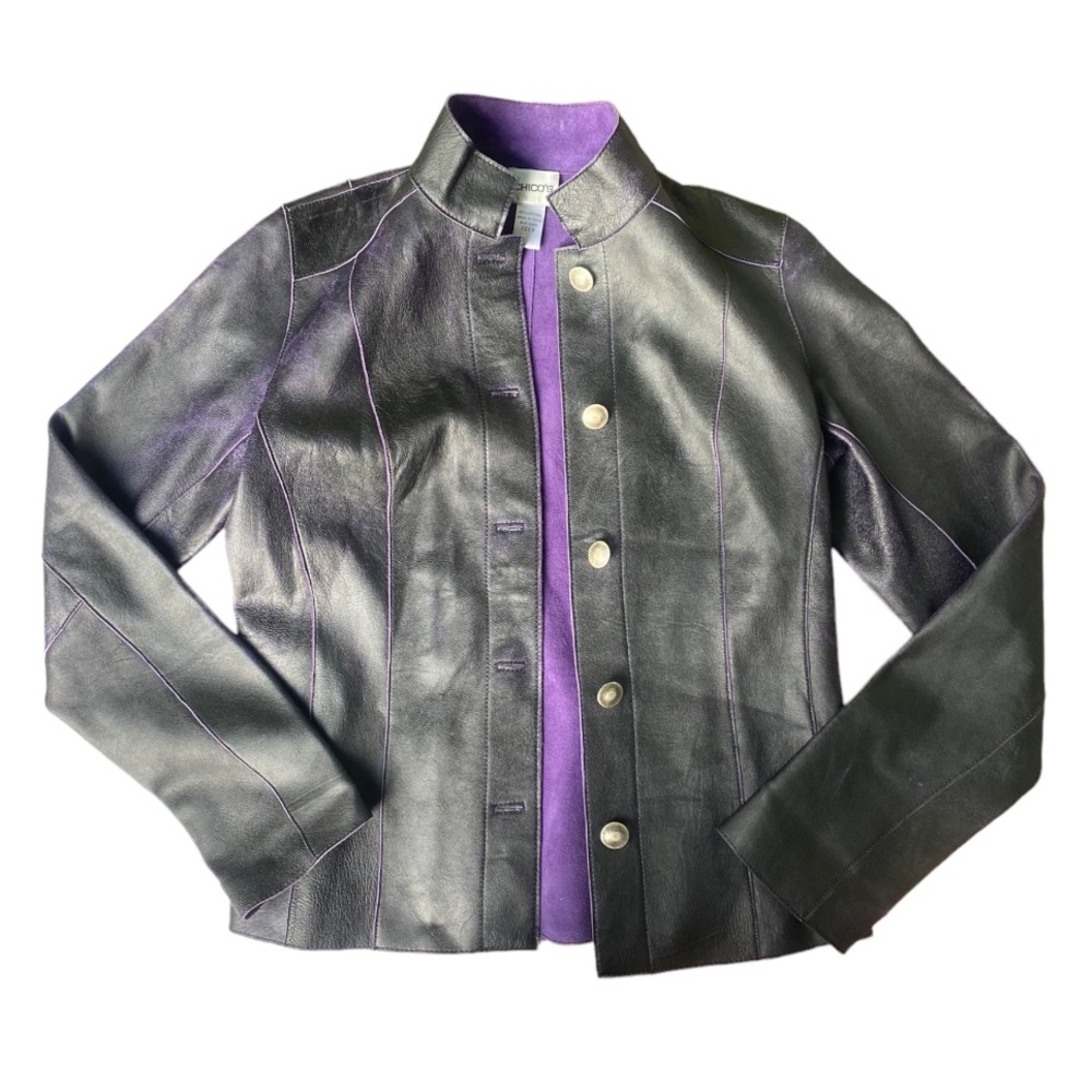 vintage black and purple leather jacket